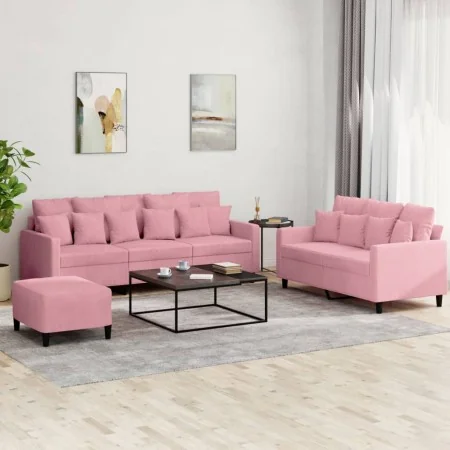 Juego de sofás con cojines 3 piezas terciopelo rosa by , Sofas - Ref: Foro24-3201733, Price: 577,73 €, Discount: -5%%