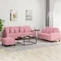 Juego de sofás con cojines 3 piezas terciopelo rosa by , Sofas - Ref: Foro24-3201733, Price: 577,73 €, Discount: -5%%