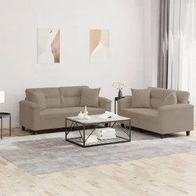 Juego de sofás con cojines 2 piezas tela microfibra gris taupe von , Sofas - Ref: Foro24-3202326, Preis: 538,01 €, Rabatt: -5%%