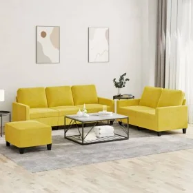 Juego de sofás con cojines 3 piezas terciopelo amarillo de , Sofás - Ref: Foro24-3201532, Precio: 454,96 €, Descuento: -5%%