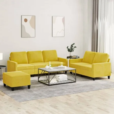 Juego de sofás con cojines 3 piezas terciopelo amarillo von , Sofas - Ref: Foro24-3201532, Preis: 509,47 €, Rabatt: -5%%