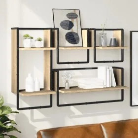 Estantes pared con barras 4 pzas madera ingeniería roble Sonoma von , Regale und Regale - Ref: Foro24-836309, Preis: 55,35 €,...