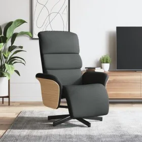 Sillón reclinable con reposapiés tela gris oscuro