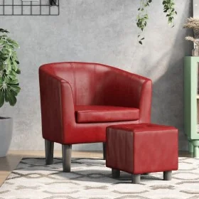 Sillón diseño de cubo con reposapiés cuero sintético rojo tinto von , Sessel - Ref: Foro24-356495, Preis: 163,62 €, Rabatt: -5%%