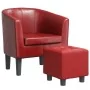 Sillón diseño de cubo con reposapiés cuero sintético rojo tinto von , Sessel - Ref: Foro24-356495, Preis: 166,48 €, Rabatt: -5%%