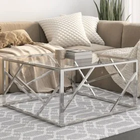 Mesa de centro plateada acero inoxidable y vidrio templado von , Couchtisch - Ref: Foro24-349945, Preis: 166,70 €, Rabatt: -5%%