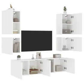 Muebles de TV de pared 6 piezas madera de