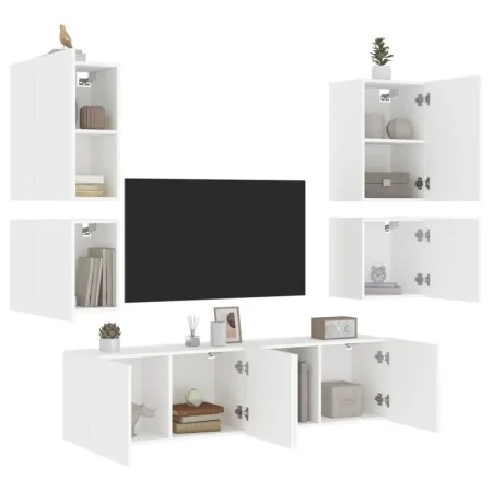 Muebles de TV de pared 6 piezas madera de ingeniería blanco | Foro24.es | Tu tienda online para hogar, jardín y más Foro24.es