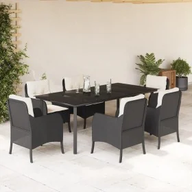 Set de comedor de jardín 7 pzas y cojines ratán sintético negro von , Gartensets - Ref: Foro24-3211918, Preis: 822,62 €, Raba...