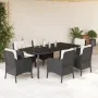 Set de comedor de jardín 7 pzas y cojines ratán sintético negro by , Garden sets - Ref: Foro24-3211918, Price: 822,62 €, Disc...