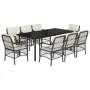 Set de comedor de jardín 9 pzas y cojines ratán sintético negro | Foro24.es | Tu tienda online para hogar, jardín y más Foro24.es