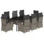 Set comedor jardín 9 pzas y cojines ratán sintético gris by , Garden sets - Ref: Foro24-3213233, Price: 1,00 €, Discount: -5%%