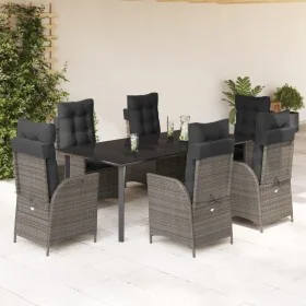 Set comedor jardín 7 pzas y cojines ratán sintético gris by , Garden sets - Ref: Foro24-3213231, Price: 1,00 €, Discount: -5%%