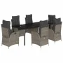 Set comedor jardín 7 pzas y cojines ratán sintético gris by , Garden sets - Ref: Foro24-3213231, Price: 1,00 €, Discount: -5%%