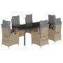 Set comedor de jardín 7 pzas con cojines ratán sintético beige de , Conjuntos de jardín - Ref: Foro24-3213271, Precio: 1,00 €...