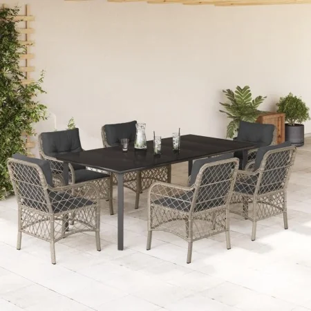 Set comedor jardín 7 pzas y cojines ratán sintético gris claro von , Gartensets - Ref: Foro24-3212178, Preis: 813,05 €, Rabat...