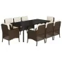 Set comedor para jardín 9 pzas y cojines ratán sintético marrón von , Gartensets - Ref: Foro24-3211947, Preis: 1,00 €, Rabatt...