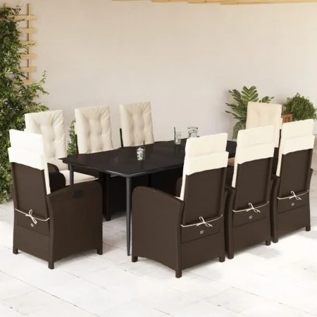 Set comedor para jardín 9 pzas y cojines ratán sintético marrón von , Gartensets - Ref: Foro24-3212339, Preis: 1,00 €, Rabatt...