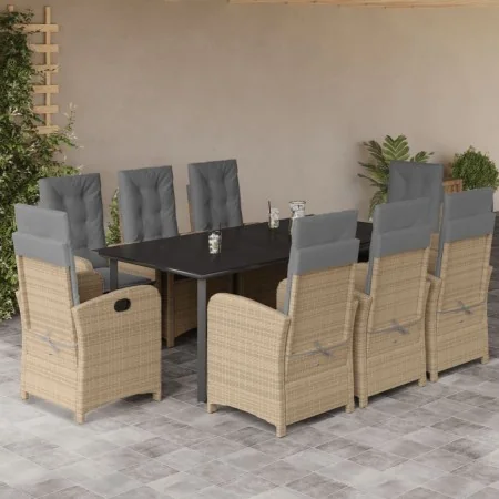 Set comedor de jardín 9 pzas con cojines ratán sintético beige by , Garden sets - Ref: Foro24-3212408, Price: 1,00 €, Discoun...