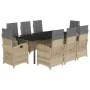 Set comedor de jardín 9 pzas con cojines ratán sintético beige by , Garden sets - Ref: Foro24-3212408, Price: 1,00 €, Discoun...