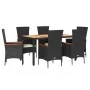 Set de comedor de jardín 7 pzas y cojines ratán sintético negro | Foro24.es | Tu tienda online para hogar, jardín y más Foro24.es