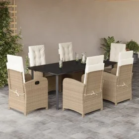 Set comedor de jardín 7 pzas con cojines ratán sintético beige de , Conjuntos de jardín - Ref: Foro24-3212387, Precio: 999,16...