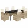 Set comedor de jardín 7 pzas con cojines ratán sintético beige by , Garden sets - Ref: Foro24-3212387, Price: 1,00 €, Discoun...