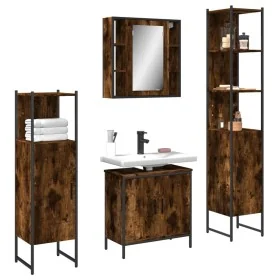 Set de muebles de baño 4 piezas madera contrachapada roble humo by , Bathroom furniture - Ref: Foro24-3214772, Price: 252,99 ...