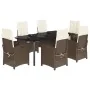 Set comedor de jardín 7 pzas con cojines ratán sintético marrón von , Gartensets - Ref: Foro24-3212347, Preis: 1,00 €, Rabatt...