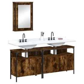 Set de muebles baño 3 pzas madera contrachapada roble ahumado de , Muebles de baño - Ref: Foro24-3214787, Precio: 140,15 €, D...