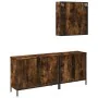 Set de muebles baño 3 pzas madera contrachapada roble ahumado de , Muebles de baño - Ref: Foro24-3214732, Precio: 182,33 €, D...