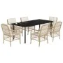 Set comedor de jardín 7 pzas con cojines ratán sintético beige by , Garden sets - Ref: Foro24-3212150, Price: 912,64 €, Disco...