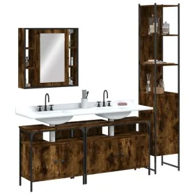 Set de muebles de baño 4 piezas madera contrachapada roble humo de , Muebles de baño - Ref: Foro24-3214747, Precio: 233,52 €,...
