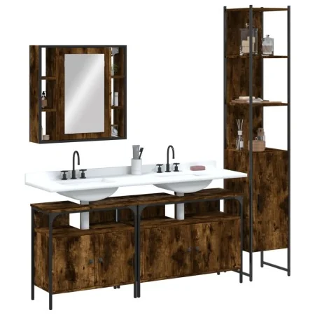 Set de muebles de baño 4 piezas madera contrachapada roble humo von , Badezimmermöbel - Ref: Foro24-3214747, Preis: 233,52 €,...
