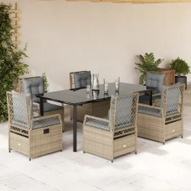 Set comedor de jardín 7 pzas con cojines ratán
