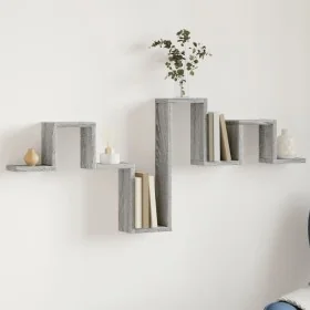 Estantería pared madera ingeniería gris Sonoma