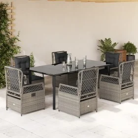 Set comedor jardín 7 pzas y cojines ratán