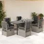 Set comedor jardín 7 pzas y cojines ratán sintético gris claro | Foro24.es | Tu tienda online para hogar, jardín y más Foro24.es