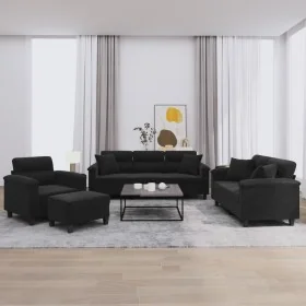 Juego de sofás con cojines 4 piezas tela microfibra negro von , Sofas - Ref: Foro24-3202311, Preis: 885,26 €, Rabatt: -5%%
