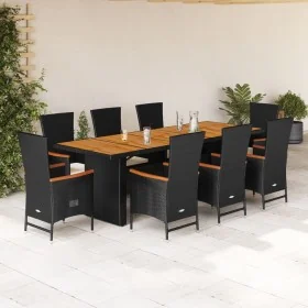 Set de comedor de jardín 9 pzas y cojines ratán sintético negro von , Gartensets - Ref: Foro24-3277524, Preis: 1,00 €, Rabatt...