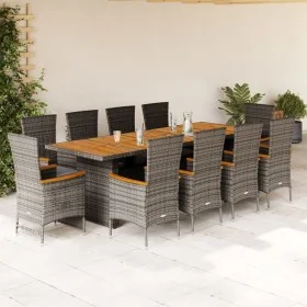 Set de comedor de jardín 11 pzas y cojines ratán sintético gris by , Garden sets - Ref: Foro24-3277551, Price: 1,00 €, Discou...