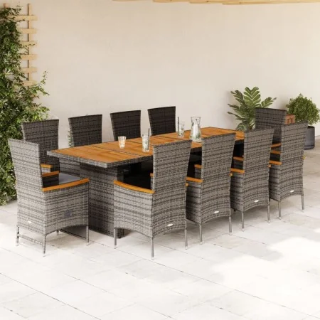 Set de comedor de jardín 11 pzas y cojines ratán sintético gris von , Gartensets - Ref: Foro24-3277551, Preis: 1,00 €, Rabatt...