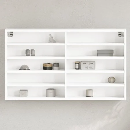 Vitrina de madera ingeniería blanca 100x15x58 cm by , Shelves and shelves - Ref: Foro24-847926, Price: 63,11 €, Discount: -5%%