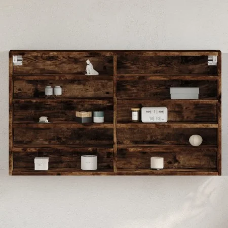 Vitrina de madera de ingeniería roble ahumado 100x15x58 cm de , Estantes y estanterías - Ref: Foro24-847930, Precio: 47,88 €,...