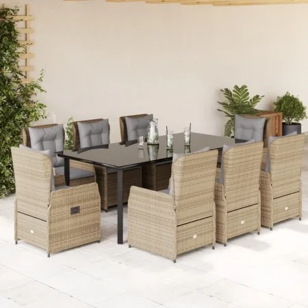 Set comedor de jardín 9 pzas con cojines ratán sintético beige von , Gartensets - Ref: Foro24-3262881, Preis: 1,00 €, Rabatt:...