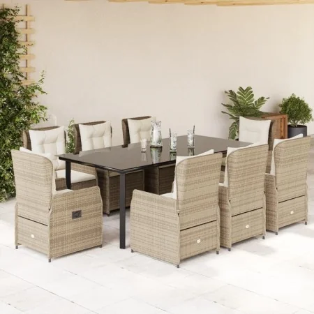 Set comedor de jardín 9 pzas con cojines ratán sintético beige by , Garden sets - Ref: Foro24-3262895, Price: 1,00 €, Discoun...
