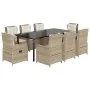 Set comedor de jardín 9 pzas con cojines ratán sintético beige by , Garden sets - Ref: Foro24-3262895, Price: 1,00 €, Discoun...