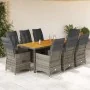 Mesita y sillas jardín 9 piezas y cojines ratán sintético gris von , Gartensets - Ref: Foro24-3276890, Preis: 1,00 €, Rabatt:...