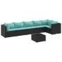 Set de muebles de jardín y cojines 7 pzas ratán sintético negro by , Garden sets - Ref: Foro24-3308116, Price: 514,83 €, Disc...