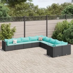 Set de sofás de jardín y cojines 10 pzas ratán sintético negro by , Garden sets - Ref: Foro24-3308348, Price: 737,31 €, Disco...